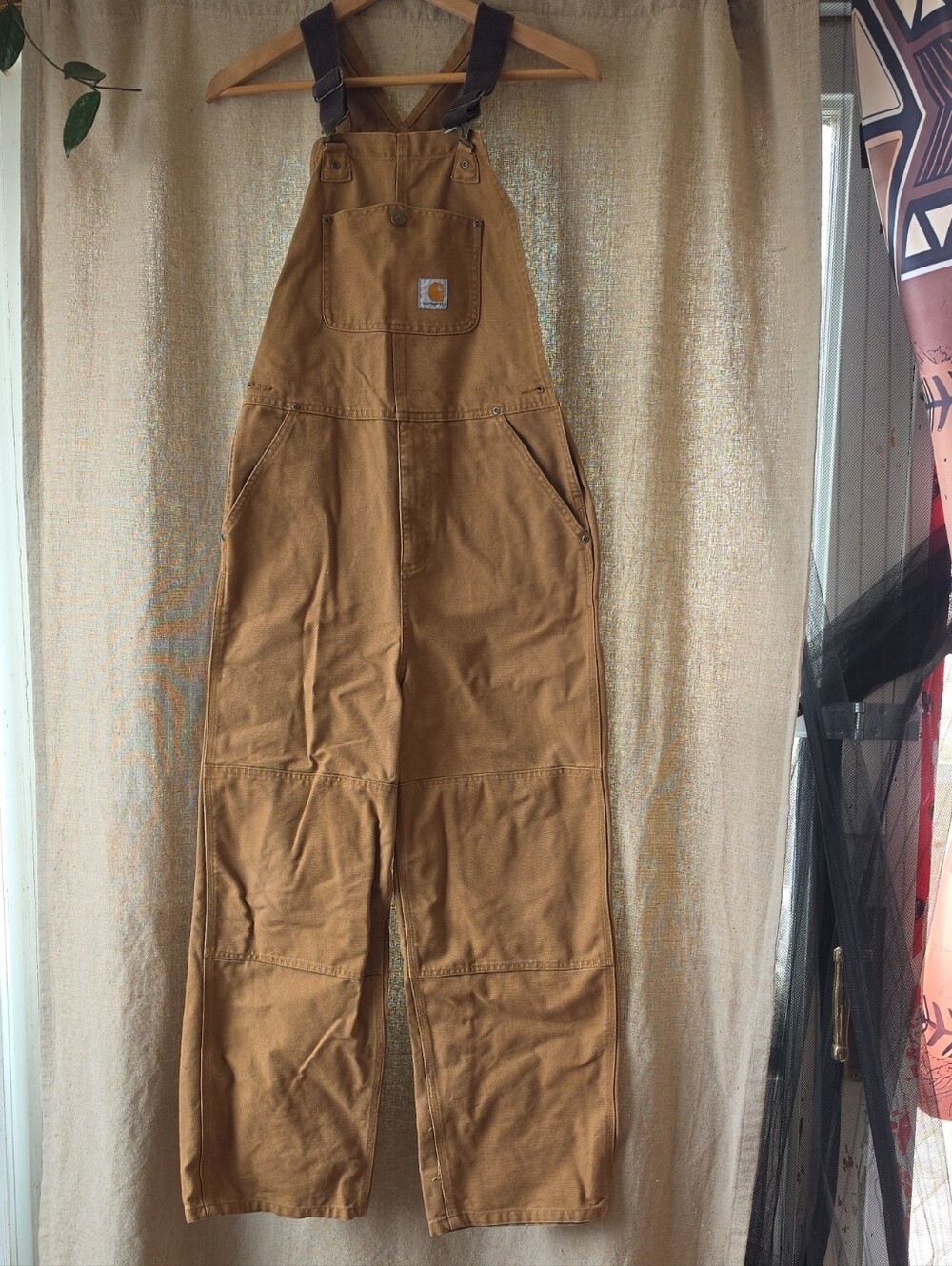 Carhartt Youth Brown Tan Duck Canvas Overalls Jumpsuit Youth Size 16